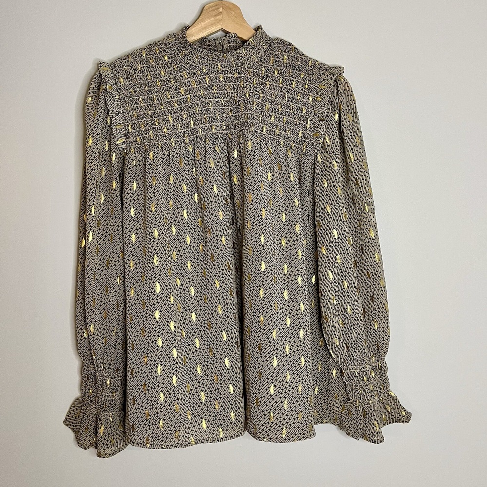 Elan Blouse Tan‎ With Gold Details